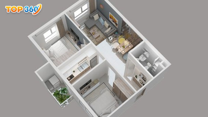 Thiết kế chung cư 2 phòng ngủ đẹp